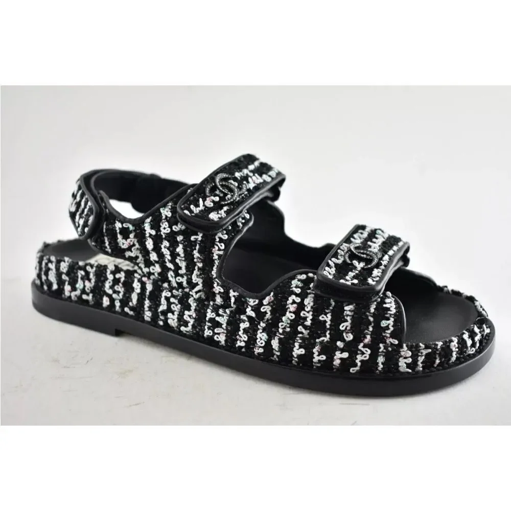 CHANEL CC tweed dad sandals, US 9 - Picture 3 of 15